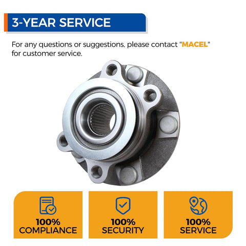 Rear Wheel Bearing And Hub Assembly With ABS For 2007 2008 Nissan Altima, 2009 To 2019 Maxima, 5 Lug, front view