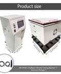 Heavy Duty Vertical Vibration Testing Rig With Smart Programmable Console 60 Kg Load 1 To 400 Hertz Adjustable Range 110 Volt Pro Class Lab Gear dimensions displayed.