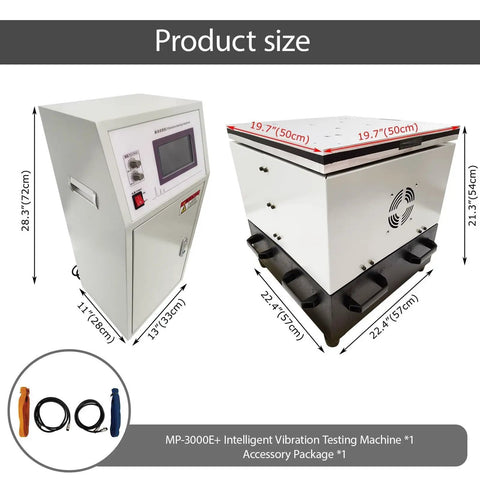 Heavy Duty Vertical Vibration Testing Rig With Smart Programmable Console 60 Kg Load 1 To 400 Hertz Adjustable Range 110 Volt Pro Class Lab Gear dimensions displayed.