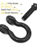 Three Quarter Inch D Ring Shackle Two Pack Beefy Heavy Duty Tow Shackles With Twenty Eight Point Five Ton Break Strength