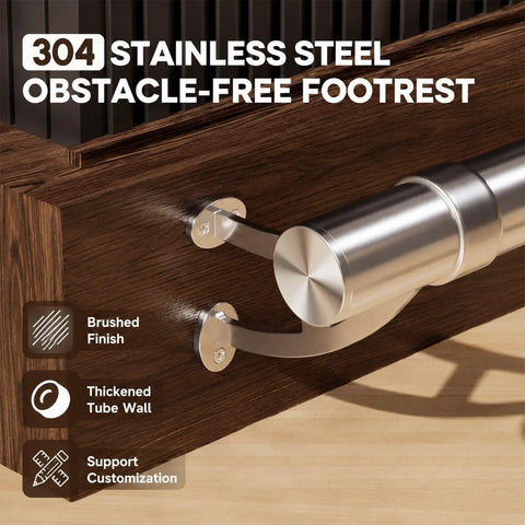 Stylish Bar Foot Railing With Dome End Caps And Complete Hardware Kit For Kitchen Island Or Restaurant To Provide Comfy Standing Support, 304 stainless steel brushed finish