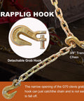 Heavy Duty 3/8 Inch 20 Foot G70 Transport Binder Chain With Clevis Grab Hooks For Towing Logging And Tie Down Binding