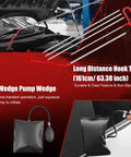 132 Piece Car Tool Kit With Drawer Portable Auto Repair Set showing hook tools and air wedge pump for vehicle maintenance.