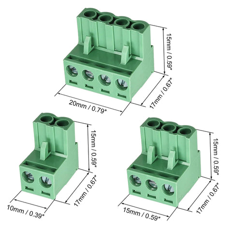 60 Pcs 5.08mm Pitch Pluggable PCB Mount Screw Terminal Block Connectors Kit With Quick Release No Fuss 2P 3P 4P Terminals