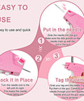 Easy Peasy Ergonomic Stitch Gun For Swift Clothing Patches And Soft Fabric Fix Ups With Two Thousand Micro Staples Plus Spare Tips In Cool Berry Pink Color showing how to use the needle.
