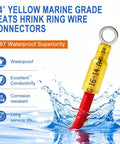 Badass Heavy Duty Heat Shrink Ring Terminals Waterproof Crimp Wire Connectors Quarter Inch Copper Lugs Awg 12 To 10 submerged in water.