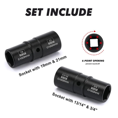 Heavy Duty Half Inch Drive Deep Impact Socket Set 29 Pieces With Metric And SAE Built Tough Chrome Moly Steel Includes Flip Lug Nut Sockets Case And Corrosion Resistant Black Finish