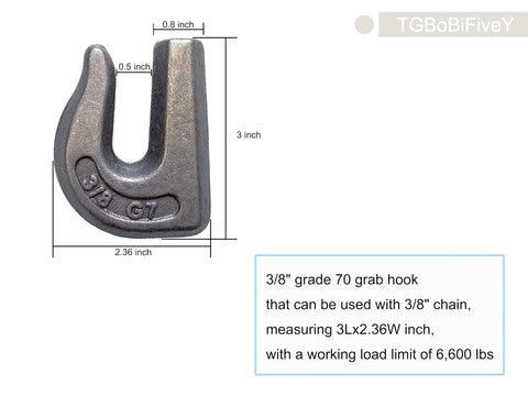 2 Pack Three Eighths Inch Weld On Chain Hooks Forged Clevis Grab Hooks Built Tough Heavy Duty Grade 70 Load Limit 6600 Lbs For Welding