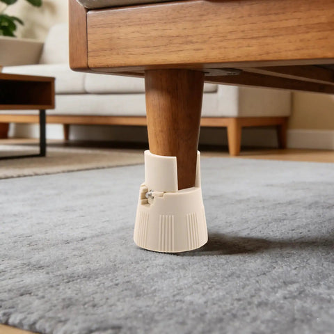 Two Pack Adjustable Furniture Legs For Beds And Sofas With Tool Free Install Non Slip Plastic Feet under wooden table leg