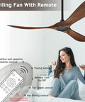 Outdoor Patio Ceiling Fan With Remote No Light 60 Inch Matte Black Modern Design for Patios showing fan and remote control