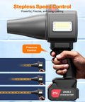 Cordless Brushless Leaf Blower With 900G Blowing Power Turbo Jet Beast Mode 480W Motor Dual 3000mAh Batteries LED Work Light