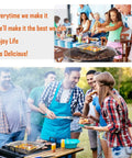 Group of people outdoor grilling, using 3 Pack Heavy Duty Stainless Steel Grill Baskets For Outdoor Grillin Veggie Grill Baskets Set.