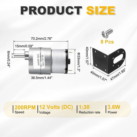 12V High Torque DC Gear Brushless Motor With D Shaped Output Shaft For Electronic Fans And CNC Tools Laser Cutters And Gearhead Friendly Automation Gearbox 200 RPM Micro Speed Reducer JGB37 520 with dimensions and mounting bracket