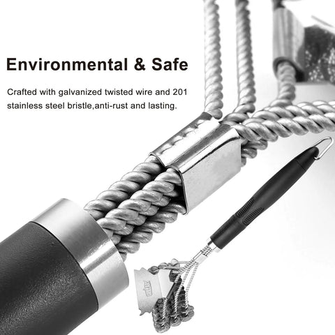 Close-up of Bristle Free Grill Brush And Scraper 18 Inch Safe BBQ Cleaner showing twisted wire and scraper detail