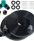 Flat Soaker Hose With Holes 50 Ft For Lawn And Garden Watering, 3 Tube Sprinkler Hose Kit With End Caps, PVC Drip Line Irrigation