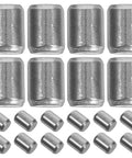 Beaupretty Bulk Pack of 50 Stainless Steel Shelf Support Pegs and Cylindrical Dowel Pins laid out in two rows, ideal for wood bunk beds.