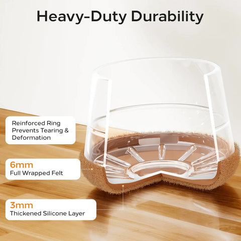 Extra Small Chair Leg Protectors 24 Pack Clear Silicone Covers For Round And Square Chair Feet Protect Floors From Scratches And Noise No Scratch Universal Fit Durable Wear Resistant Pad Caps with thickened silicone and felt layers.