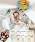 42 Inch Gold Ceiling Fan With Lights And Remote, low noise, showing quiet operation in bedroom with mother and baby asleep.