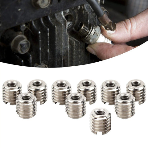 Top 10Pc Reducing Nut Thread Insert Kit Made From Durable 303 Stainless Steel Fix Stripped Holes Like A Pro In Cars And Machinery With Strong M4x0.7 Female By M8x1.25 Male Fit For Any Heavy Duty Repair Job Right Now. M4x0.7 to M8x1.25 stainless steel inserts for stripped automotive threads