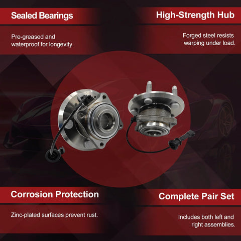 Rear Wheel Hub Bearing Assembly Set Of 2 Model 512440 For Chevy Equinox And GMC Terrain With ABS 2010 2017 Corrosion Protection