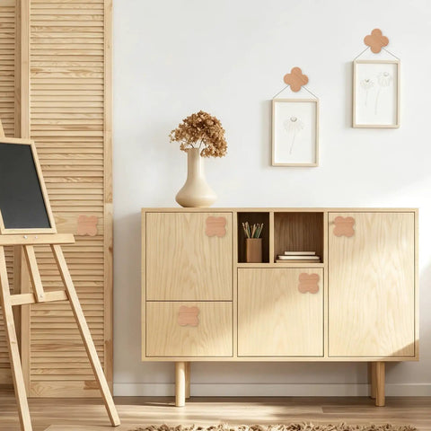 Top Shelf Four Leaf Wooden Drawer Knobs Pack Of Twelve Heavy Duty Natural Beech Wood Cabinet Pulls With Screws on modern furniture.