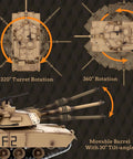 One Six Scale RC Tank With Infrared Battle, Smoke, Sound And Lights, Upgraded Metal Tracks Idler And Sprocket, 360 Turret Rotation