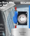 Instant Hot Water Recirculating Pump With Smart Timer Control And Heavy Duty Stainless Steel Head For Tank Water Heaters Easy Hook Up And Smooth Household Hot Water Circulation System Setup with timer and blue valve.