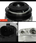 Top Notch AC Compressor With Clutch Fits Cadillac Escalade Models 2021 Through 2024 3.0L And 6.2L Engines close-up showing clutch and connections.