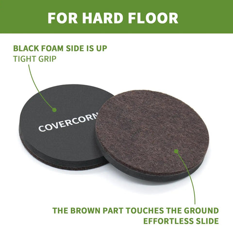Eight Piece Two In One Furniture Sliders Set For Carpet And Hardwood Floors, dual mode felt sliders for hardwood