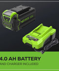 40V 4.0Ah battery and charger for 40V 20 Inch Brushless Cordless Lawn Mower With 4Ah Battery And Charger, 4 In 1 Cutting Deck