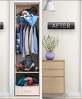Before and after closet with 11 Inch Fabric Storage Cubes With Handles Sturdy Collapsible Bins Set Of 6 Foldable Baskets