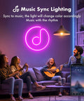 Group enjoying Neon Rope Lights 132Ft RGB LED Strip Lights Waterproof IP67 With Music Sync And 44 Key Remote in living room