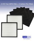 Replacement Filter Set For Oreck WK10002QPC And Airvantage Plus Pet WK10052QPC Purifiers Two Pack H13 HEPA Filters With Four Pre Filters