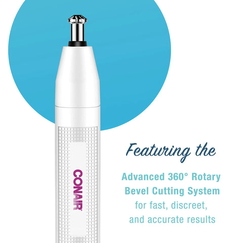 Women's Ear And Nose Hair Trimmer Cordless Battery Powered For Easy Snip And Clean 360 Degree Beveled Blade Delivers No Pull No Snag Compact Portable Groomer For Quick Home Grooming On The Go True Glow Style, white handheld