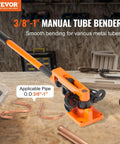 VEVOR Manual Pipe Tube Bender for 3/8 to 1 inch OD copper and aluminum lines with adjustable lever and copper bends.