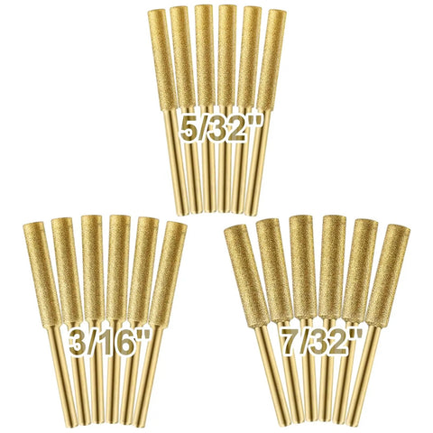 18Pcs Titanium Plated Chainsaw Sharpening Bits Set For Chainsaw Chains Includes 5/32 Inch X6, 3/16 Inch X6, 7/32 Inch X6