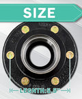 Front view: 6-bolt trailer hub flange with bearing bore, 5.5-inch length, black steel
