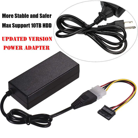Plug And Play SATA IDE USB Two Point Zero Hard Drive Adapter Cable With External Power Supply for 2.5 and 3.5 inch HDD SSD
