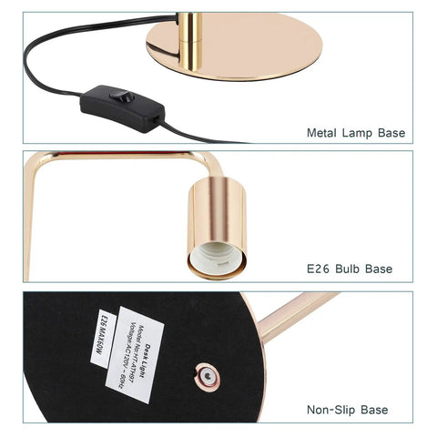 Gold Desk Lamp Set Of 2 Industrial Metal Table Lamps details: metal lamp base, E26 bulb base, non-slip base