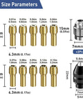 Image of Pro Grade All Metal 3 Jaw Keyless Quick Change Rotary Tool Chuck Set with brass collets and M7 size parameters.