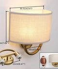 Straight Up Stylish Industrial 2 Light Wall Sconce With Linen Fabric Shade Super Solid Metal Frame Build Nailed The Vintage Look wall sconce dimensions close-up.