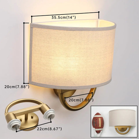 Straight Up Stylish Industrial 2 Light Wall Sconce With Linen Fabric Shade Super Solid Metal Frame Build Nailed The Vintage Look wall sconce dimensions close-up.