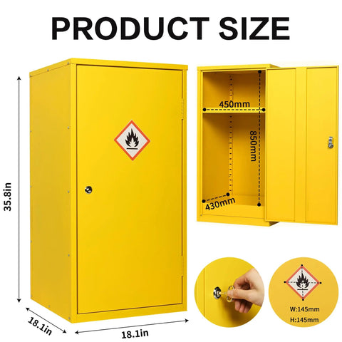 Heavy Duty Flammable Storage Cabinet In Galvanized Steel With Adjustable Shelves, Hazardous Materials Safety Cabinet