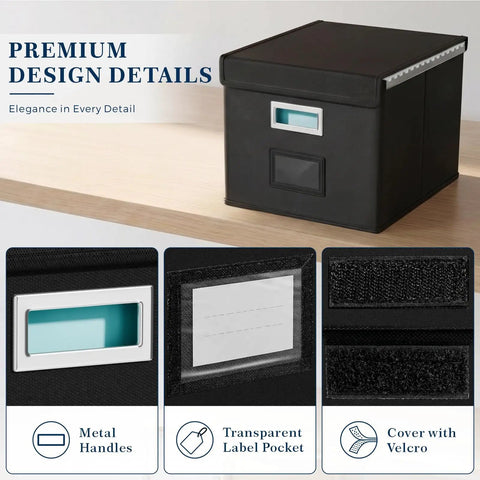 Kick Clutter To Curb With This Heavy Duty Collapsible File Organizer Box Featuring Glide Rail Tracks For Hanging Folders And Letter Paper Snap Together Desk Storage Crate Eliminates Mess Instantly