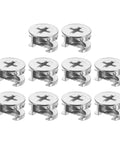 Heavy Duty Badass Furniture Cam Lock Nuts For Quick Cabinet Assembly, 10 nickel plated connectors for wood joinery.