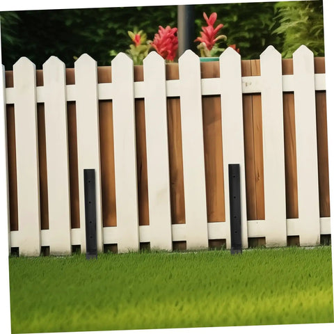 Heavy Duty Metal Fence Post Repair Anchors 2 Pack Ground Spikes for stabilizing tilted or broken wood fences quick install use