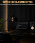 Premium Soundproof Acoustic Panels For Home Studios And Home Offices high-density foam tiles in a modern recording setup.
