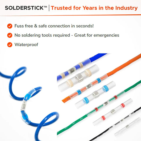 Waterproof Solder Seal Wire Connectors Kit, 500 Pcs Heat Shrink Splice Set visible with colored wires