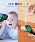 No Touch Forehead Thermometer For Adults And Kids, Ultra Fast 1 Second Read Infrared Thermometer With Accurate Fever Detection, Safe No Cross Contamination, Easy One Button Use With Backlit Display, black handheld for forehead and object use