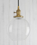 Dope Industrial Brass Pendant Light With 7.9 Inch Clear Glass Shade, Vintage Vibe Hanging Lamp adjustable height, warm gold finish